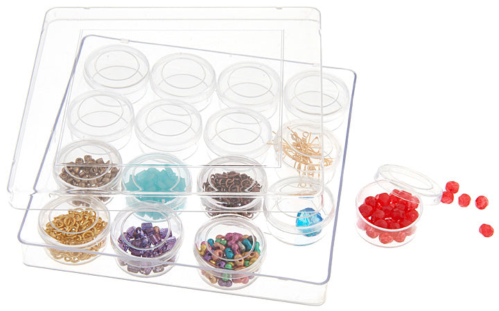 Beading - Storage - Joy Filled - Plastic Box w/ 16 Round Containers