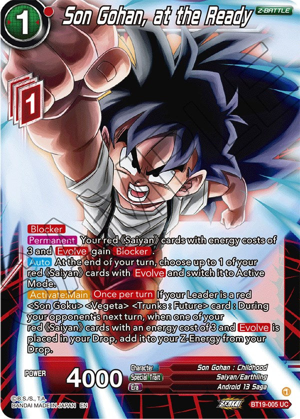 Son Gohan, at the Ready (BT19-005) [Fighter's Ambition] | Event Horizon Hobbies CA