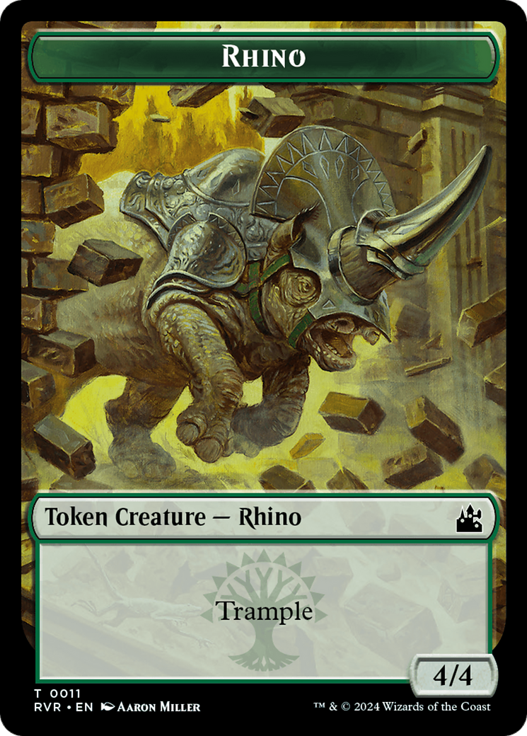 Spirit (0018) // Rhino Double-Sided Token [Ravnica Remastered Tokens] | Event Horizon Hobbies CA