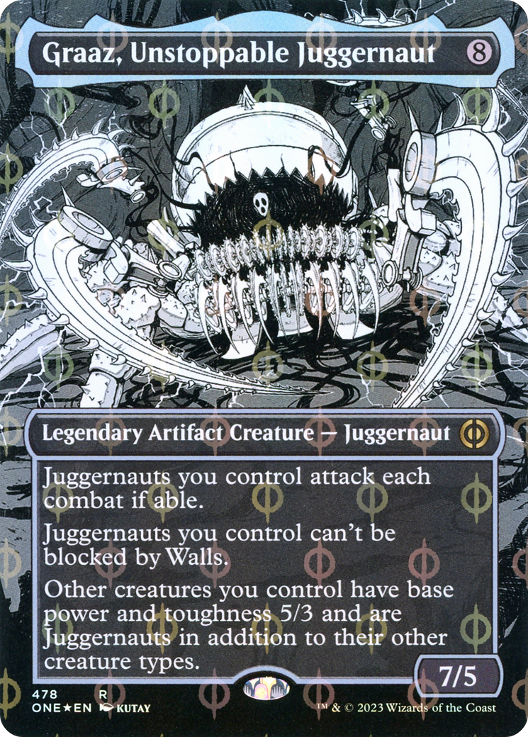 Graaz, Unstoppable Juggernaut (Borderless Manga Step-and-Compleat Foil) [Phyrexia: All Will Be One] | Event Horizon Hobbies CA