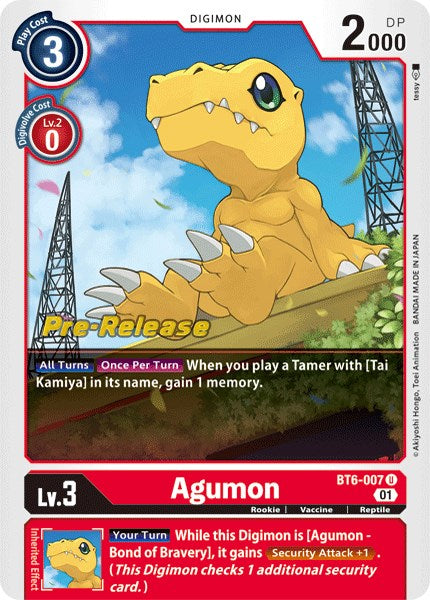 Agumon [BT6-007] [Double Diamond Pre-Release Cards] | Event Horizon Hobbies CA