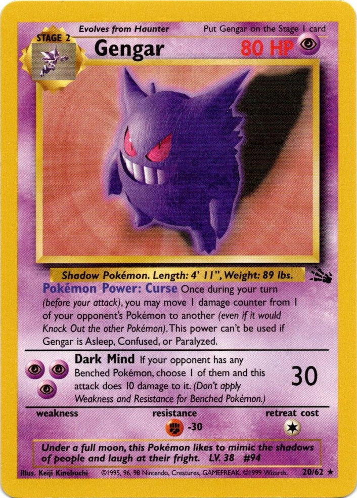 Gengar (20/62) [Fossil Unlimited] | Event Horizon Hobbies CA