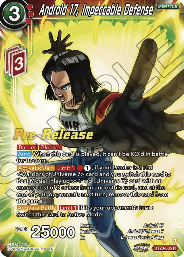 Android 17, Impeccable Defense (BT20-005) [Power Absorbed Prerelease Promos] | Event Horizon Hobbies CA