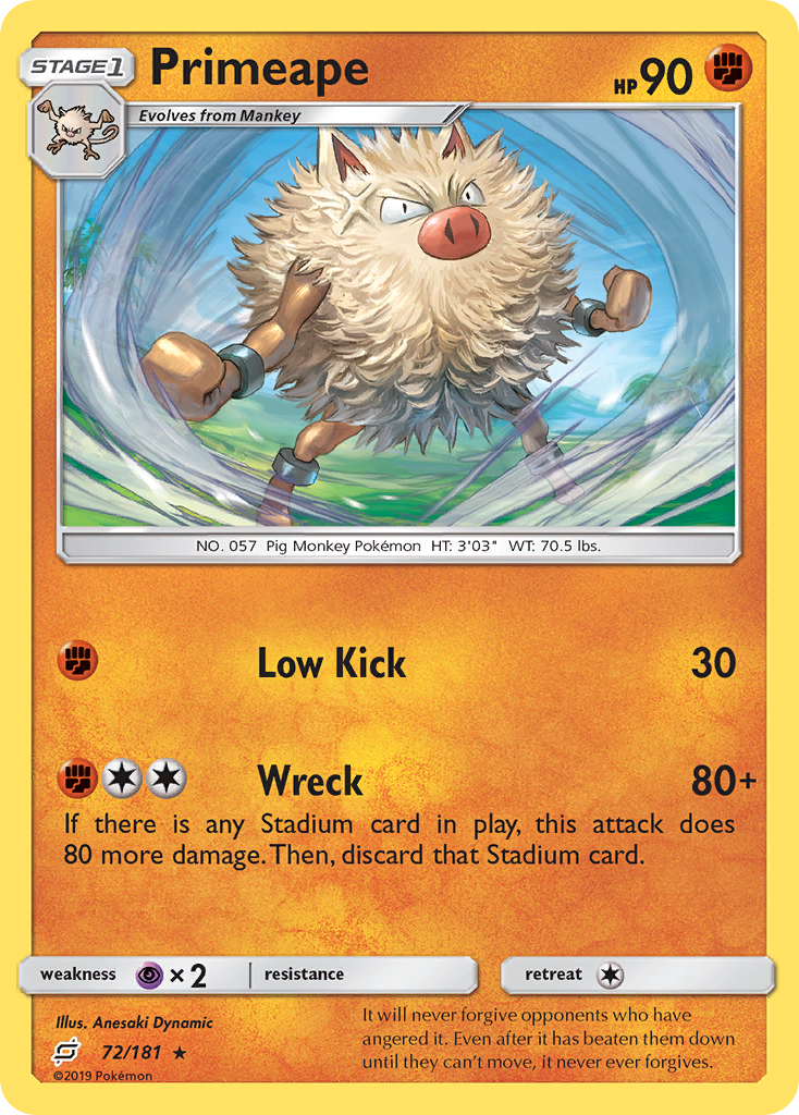 Primeape (72/181) [Sun & Moon: Team Up] | Event Horizon Hobbies CA