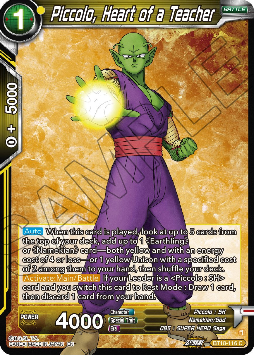 Piccolo, Heart of a Teacher (BT18-116) [Dawn of the Z-Legends] | Event Horizon Hobbies CA