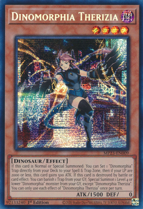 Dinomorphia Therizia [MP23-EN009] Prismatic Secret Rare | Event Horizon Hobbies CA