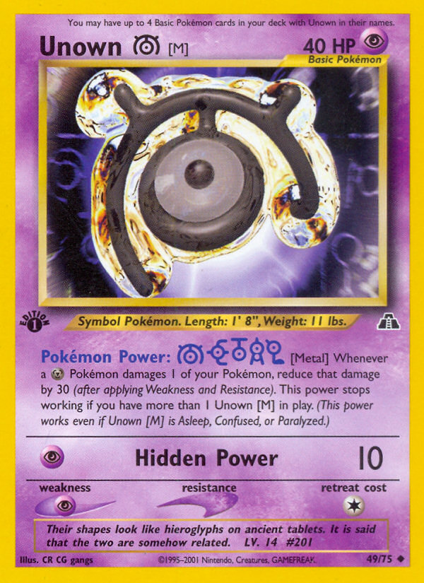 Unown [M] (49/75) [Neo Discovery 1st Edition] | Event Horizon Hobbies CA