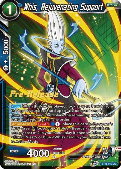 Whis, Rejuvenating Support (BT16-040) [Realm of the Gods Prerelease Promos] | Event Horizon Hobbies CA