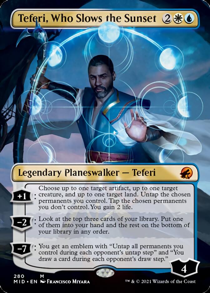 Teferi, Who Slows the Sunset (Borderless) [Innistrad: Midnight Hunt] | Event Horizon Hobbies CA