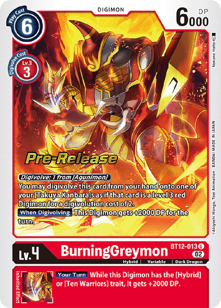 BurningGreymon [BT12-013] [Across Time Pre-Release Cards] | Event Horizon Hobbies CA