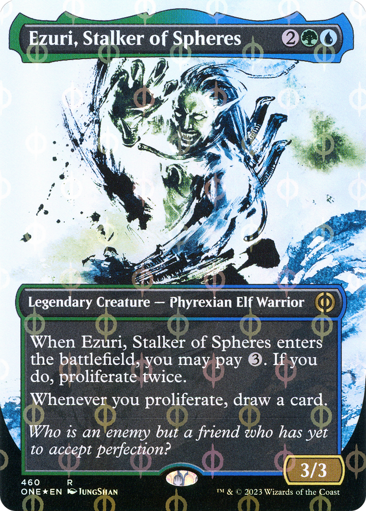 Ezuri, Stalker of Spheres (Borderless Ichor Step-and-Compleat Foil) [Phyrexia: All Will Be One] | Event Horizon Hobbies CA