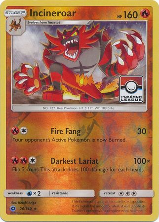 Incineroar (26/149) (League Promo) [Sun & Moon: Base Set] | Event Horizon Hobbies CA