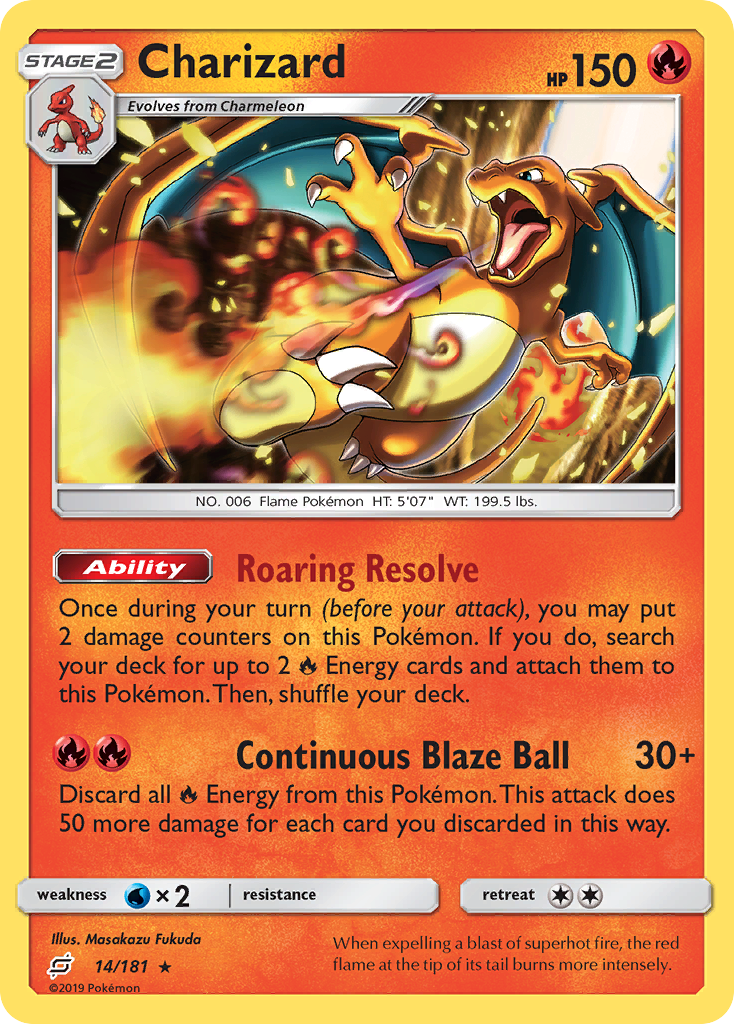 Charizard (14/181) (Cosmos Holo) [Sun & Moon: Team Up]