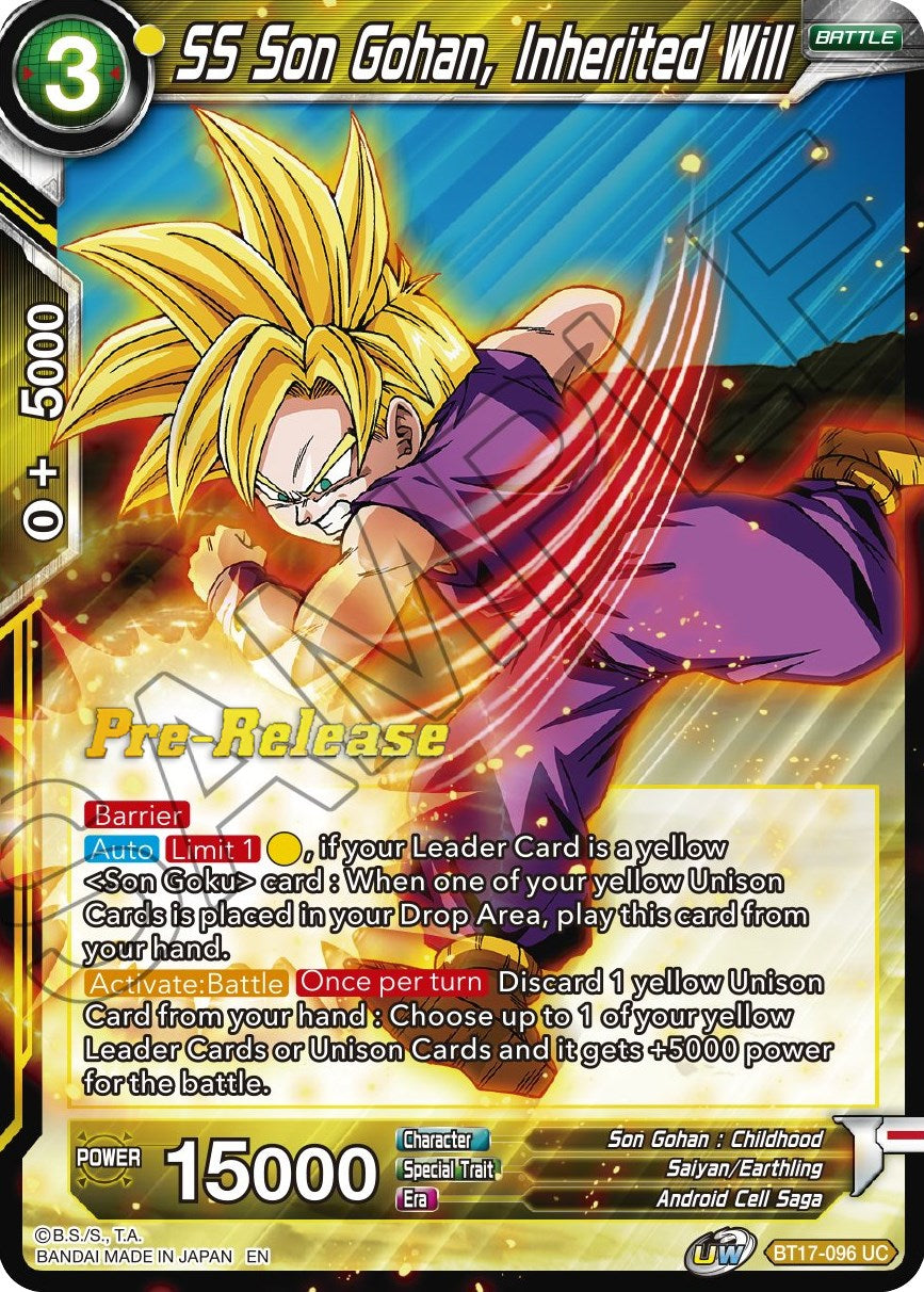 SS Son Gohan, Inherited Will (BT17-096) [Ultimate Squad Prerelease Promos] | Event Horizon Hobbies CA