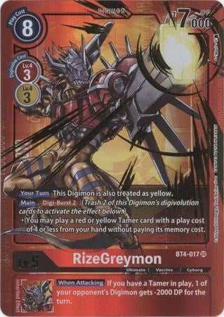 RizeGreymon [BT4-017] (Alternate Art - Red Border) [Great Legend Promos] | Event Horizon Hobbies CA