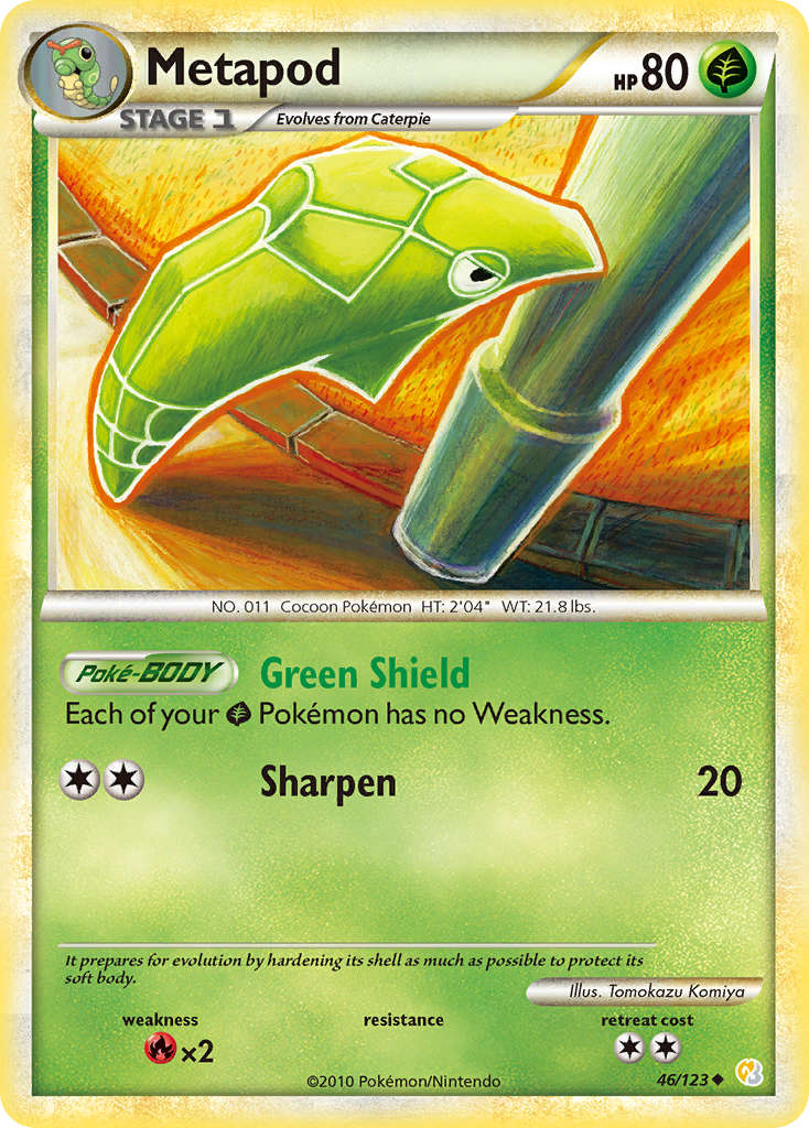 Metapod (46/123) [HeartGold & SoulSilver: Base Set] | Event Horizon Hobbies CA