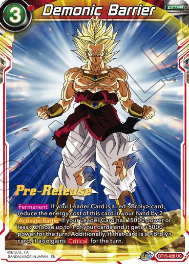 Demonic Barrier (BT15-028) [Saiyan Showdown Prerelease Promos] | Event Horizon Hobbies CA