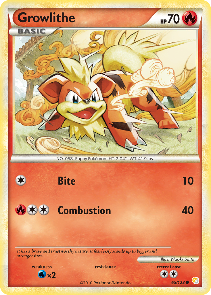 Growlithe (65/123) [HeartGold & SoulSilver: Base Set] | Event Horizon Hobbies CA