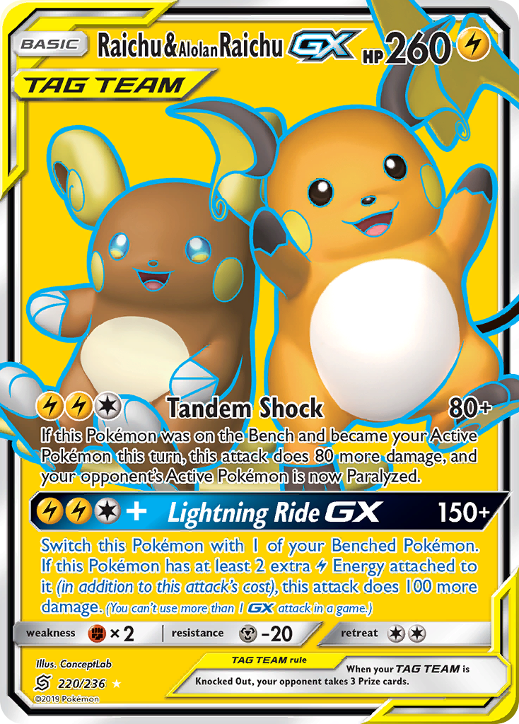 Raichu & Alolan Raichu GX (220/236) [Sun & Moon: Unified Minds] | Event Horizon Hobbies CA