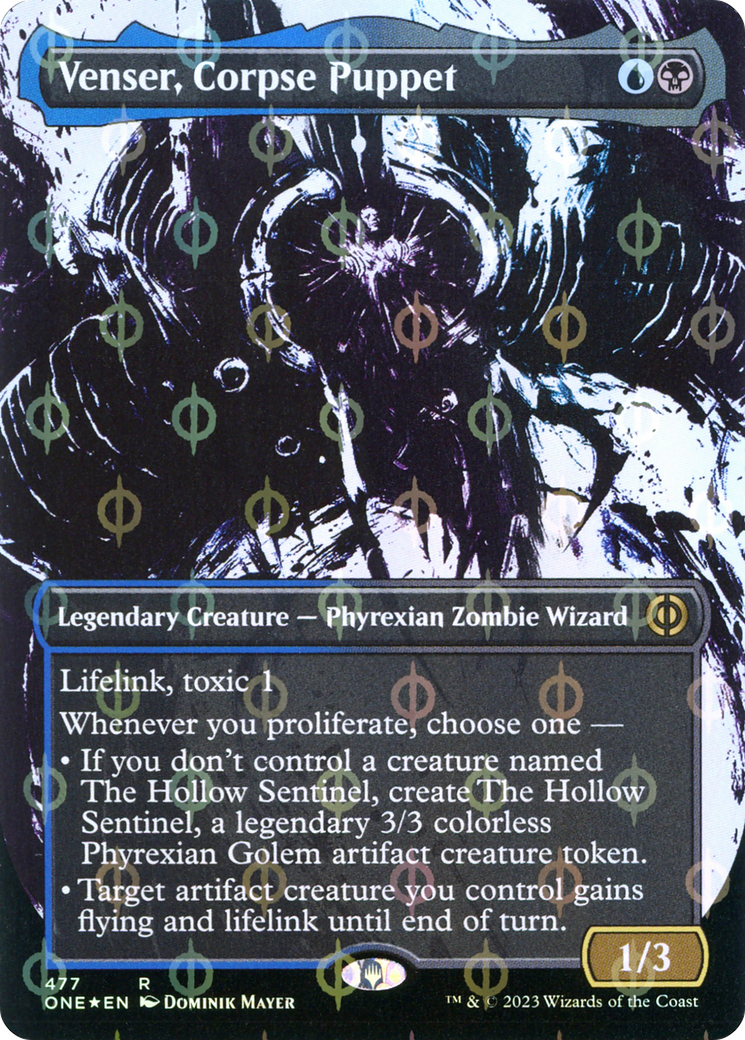 Venser, Corpse Puppet (Borderless Ichor Step-and-Compleat Foil) [Phyrexia: All Will Be One] | Event Horizon Hobbies CA