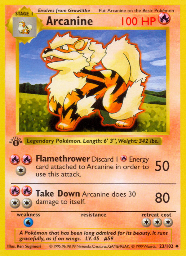 Arcanine (23/102) (Shadowless) [Base Set 1st Edition] | Event Horizon Hobbies CA