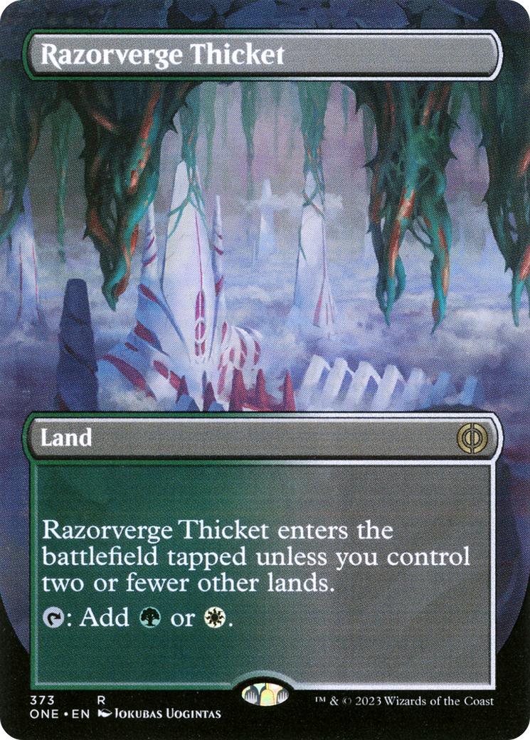 Razorverge Thicket (Borderless Alternate Art) [Phyrexia: All Will Be One] | Event Horizon Hobbies CA