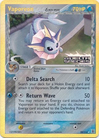 Vaporeon (18/113) (Delta Species) (Stamped) [EX: Delta Species] | Event Horizon Hobbies CA