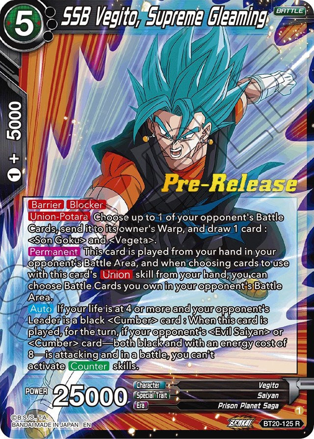 SSB Vegito, Supreme Gleaming (BT20-125) [Power Absorbed Prerelease Promos] | Event Horizon Hobbies CA