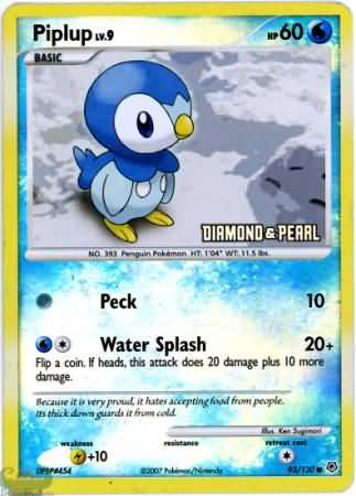 Piplup (93/130) [Burger King Promos: 2008 Collection] | Event Horizon Hobbies CA