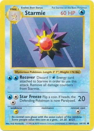 Starmie (64/102) [Base Set Shadowless Unlimited] | Event Horizon Hobbies CA