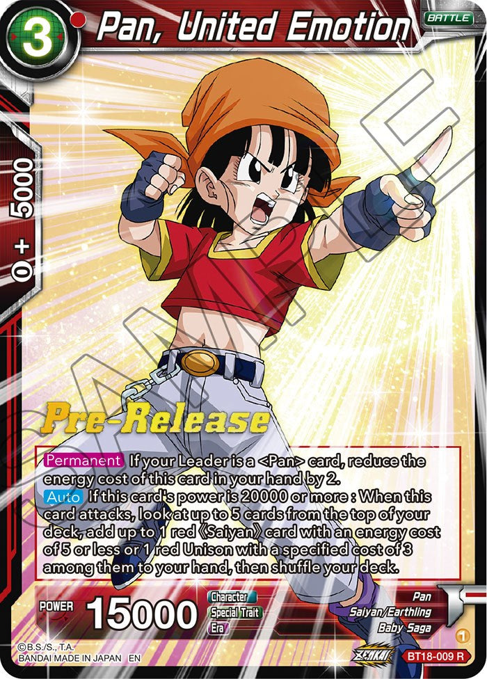 Pan, United Emotion (BT18-009) [Dawn of the Z-Legends Prerelease Promos] | Event Horizon Hobbies CA