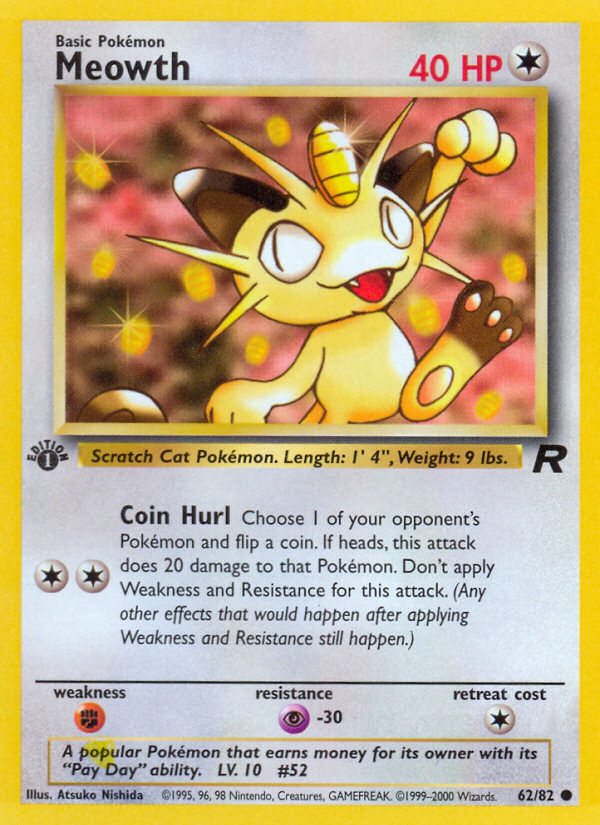 Meowth (62/82) [Team Rocket 1st Edition] | Event Horizon Hobbies CA