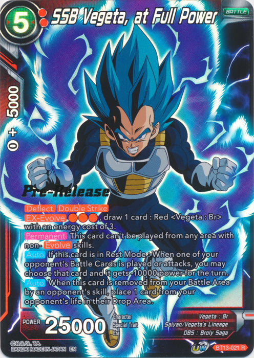 SSB Vegeta, at Full Power (BT13-021) [Supreme Rivalry Prerelease Promos] | Event Horizon Hobbies CA