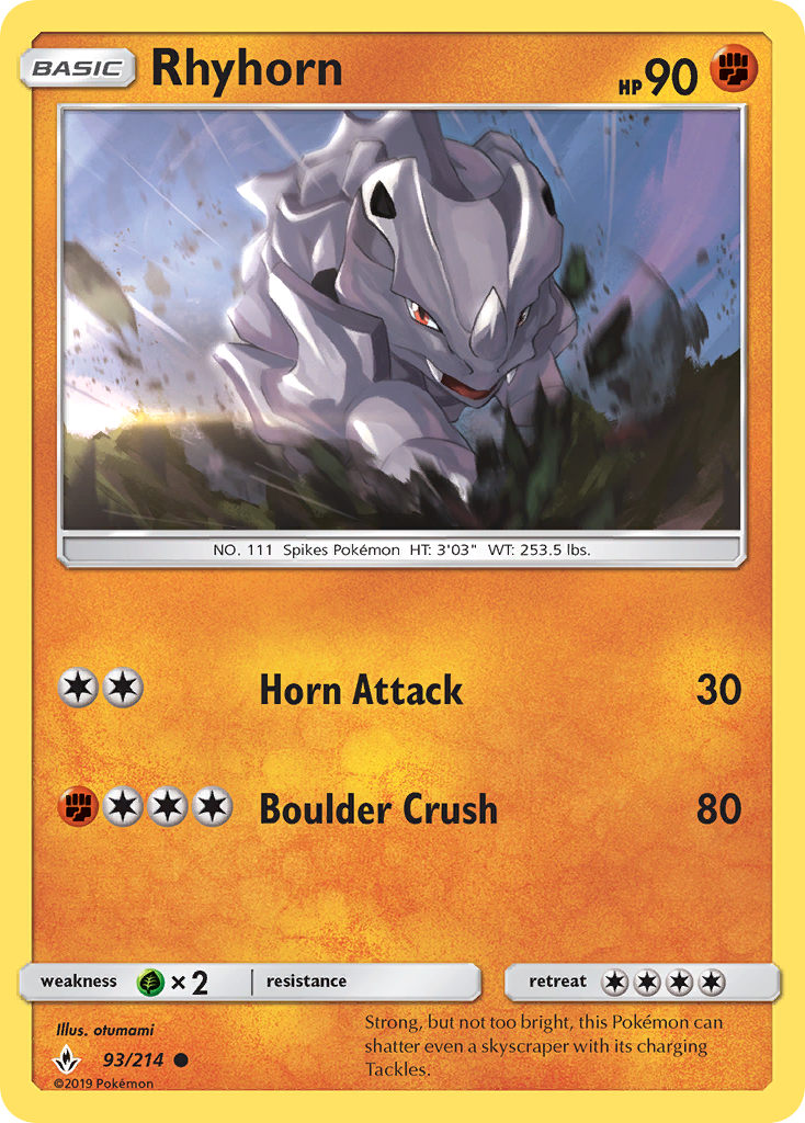 Rhyhorn (93/214) [Sun & Moon: Unbroken Bonds] | Event Horizon Hobbies CA