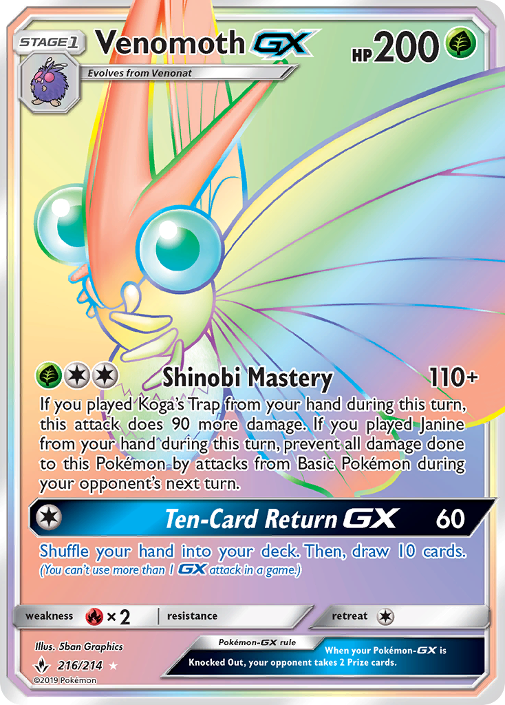 Venomoth GX (216/214) [Sun & Moon: Unbroken Bonds] | Event Horizon Hobbies CA