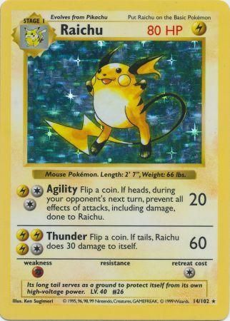 Raichu (14/102) [Base Set Shadowless Unlimited] | Event Horizon Hobbies CA