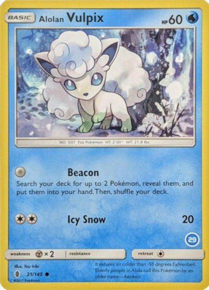 Alolan Vulpix (21/145) (Deck Exclusive #29) [Sun & Moon: Trainer Kit - Alolan Ninetales] | Event Horizon Hobbies CA