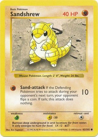 Sandshrew (62/102) [Base Set Shadowless Unlimited] | Event Horizon Hobbies CA