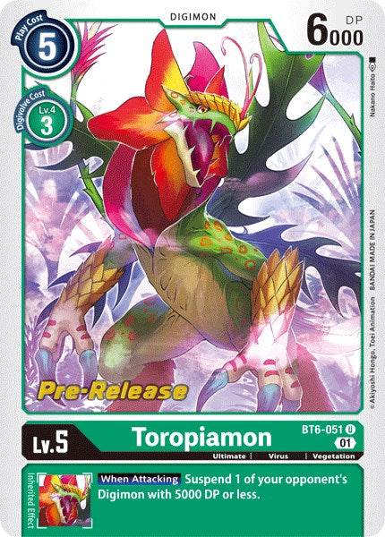 Toropiamon [BT6-051] [Double Diamond Pre-Release Cards] | Event Horizon Hobbies CA