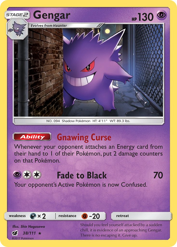 Gengar (38/111) (Prerelease Kit Exclusive) (Theme Deck Exclusive) [Sun & Moon: Crimson Invasion] | Event Horizon Hobbies CA