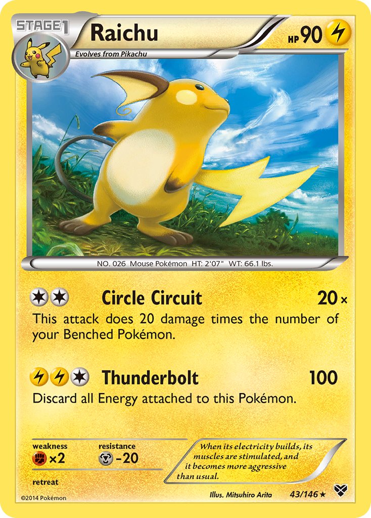 Raichu (43/146) (Battle Arena Deck Exclusive) (Theme Deck Exclusive) [XY: Base Set] | Event Horizon Hobbies CA