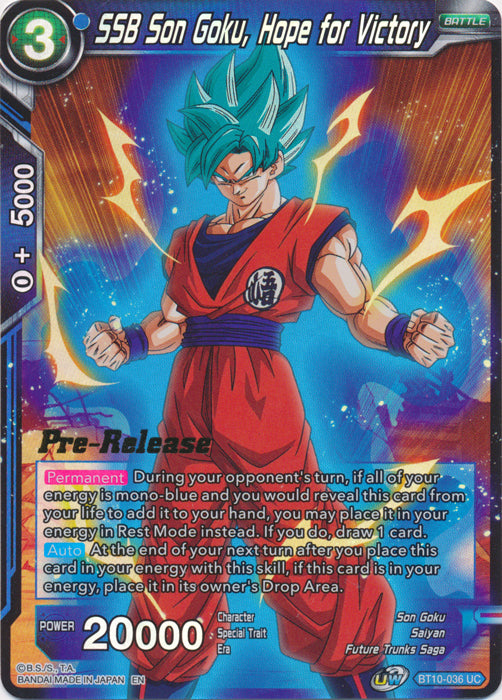 SSB Son Goku, Hope for Victory (BT10-036) [Rise of the Unison Warrior Prerelease Promos] | Event Horizon Hobbies CA