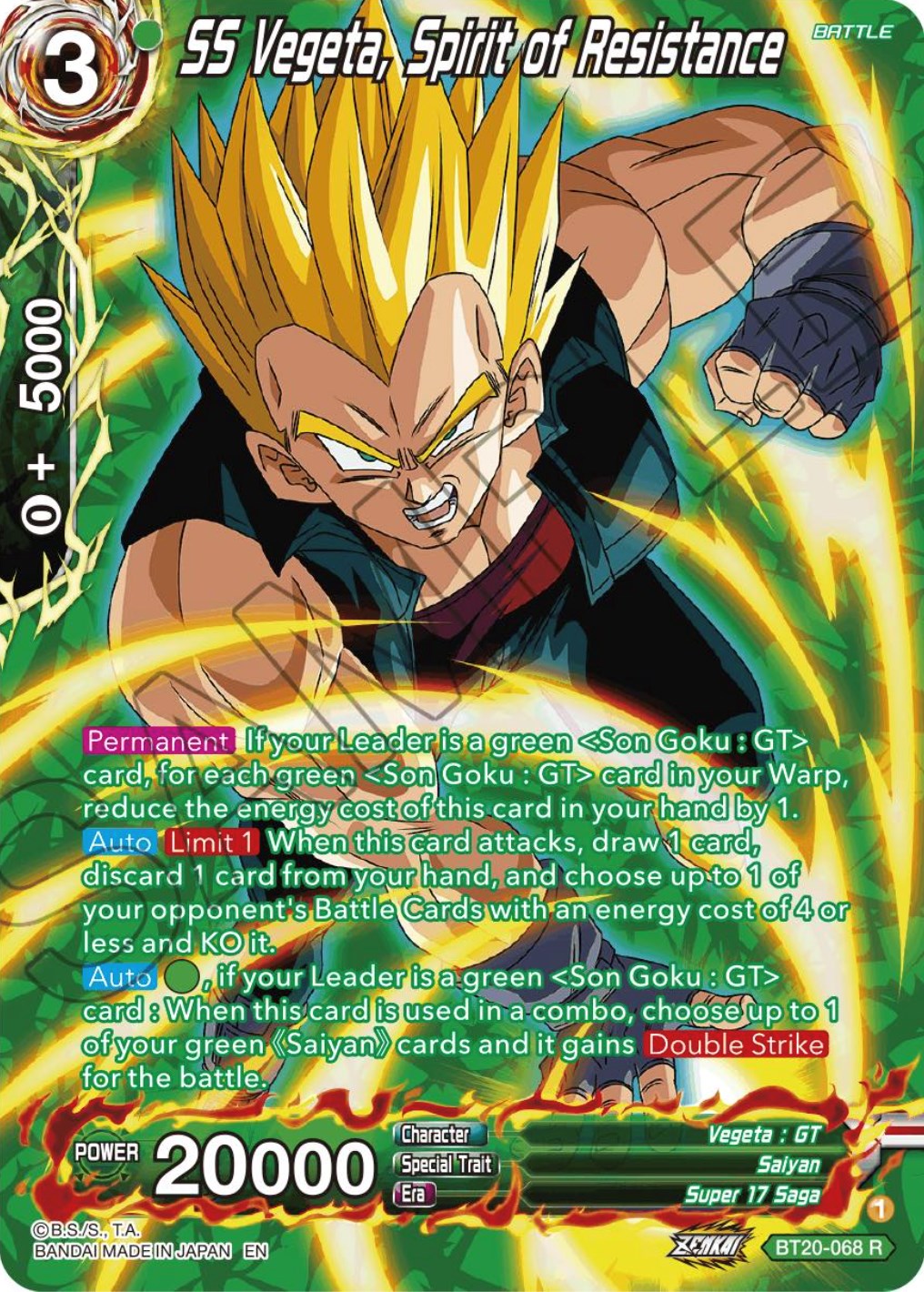 SS Vegeta, Spirit of Resistance (Silver Foil) (BT20-068) [Power Absorbed] | Event Horizon Hobbies CA