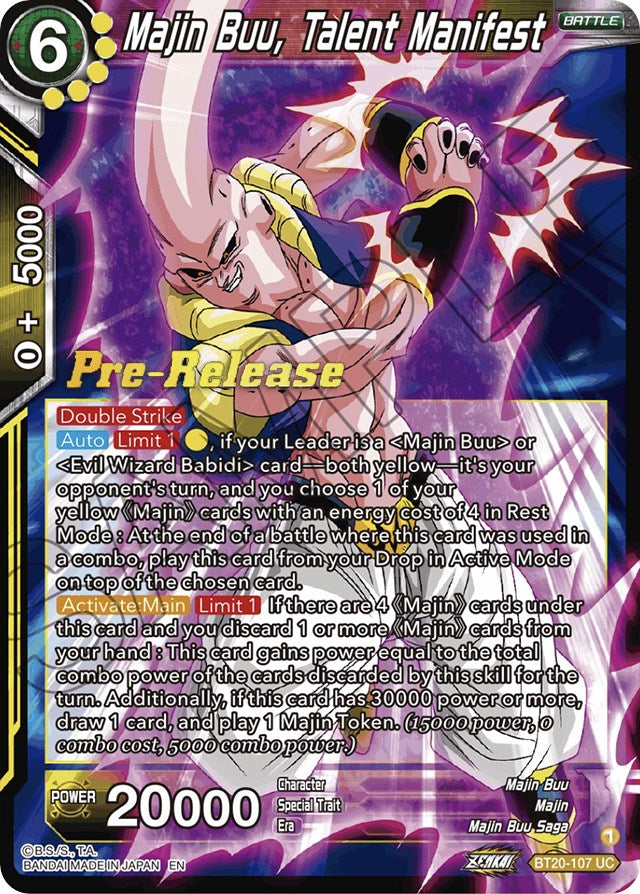 Majin Buu, Talent Manifest (BT20-107) [Power Absorbed Prerelease Promos] | Event Horizon Hobbies CA