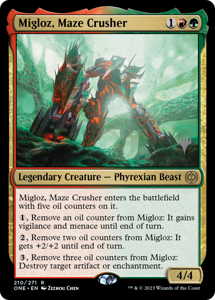 Migloz, Maze Crusher (Promo Pack) [Phyrexia: All Will Be One Promos] | Event Horizon Hobbies CA