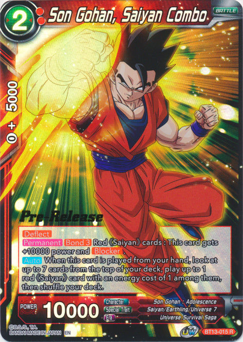 Son Gohan, Saiyan Combo (BT13-015) [Supreme Rivalry Prerelease Promos] | Event Horizon Hobbies CA