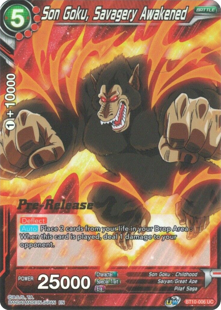 Son Goku, Savagery Awakened (BT10-006) [Rise of the Unison Warrior Prerelease Promos] | Event Horizon Hobbies CA