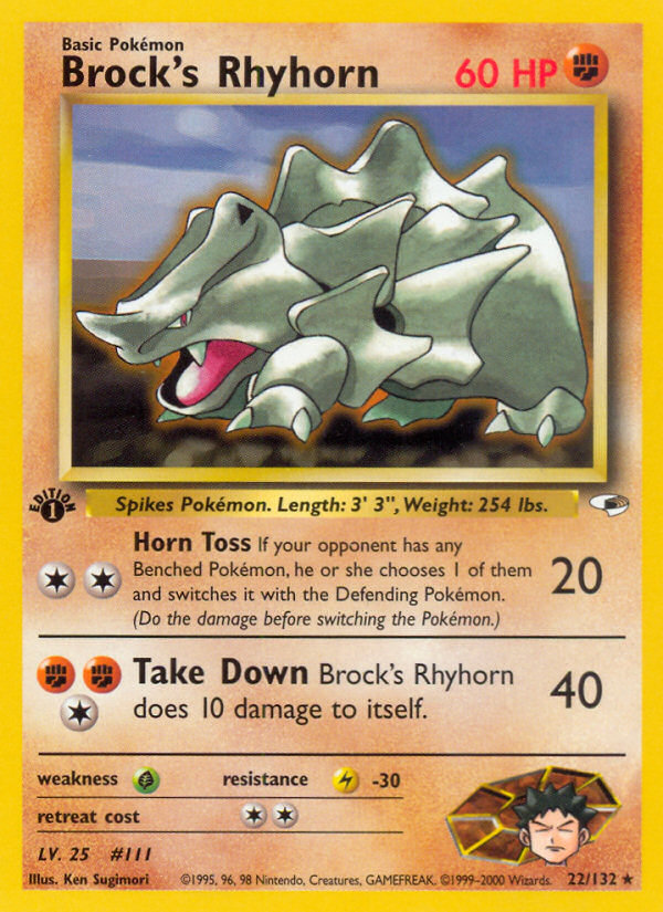 Brock's Rhyhorn (22/132) [Gym Heroes 1st Edition] | Event Horizon Hobbies CA