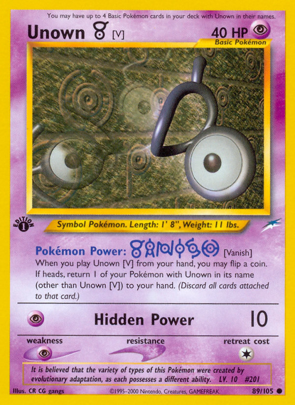 Unown [V] (89/105) [Neo Destiny 1st Edition] | Event Horizon Hobbies CA