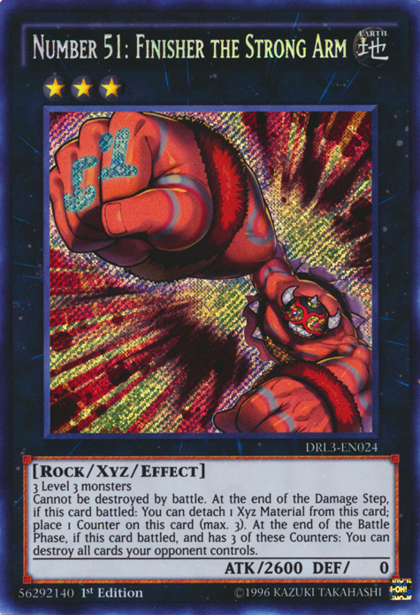 Number 51: Finisher the Strong Arm [DRL3-EN024] Secret Rare | Event Horizon Hobbies CA